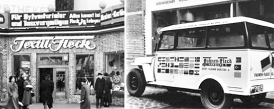 Das Geschäft FahnenFleck im Jahr 1948
